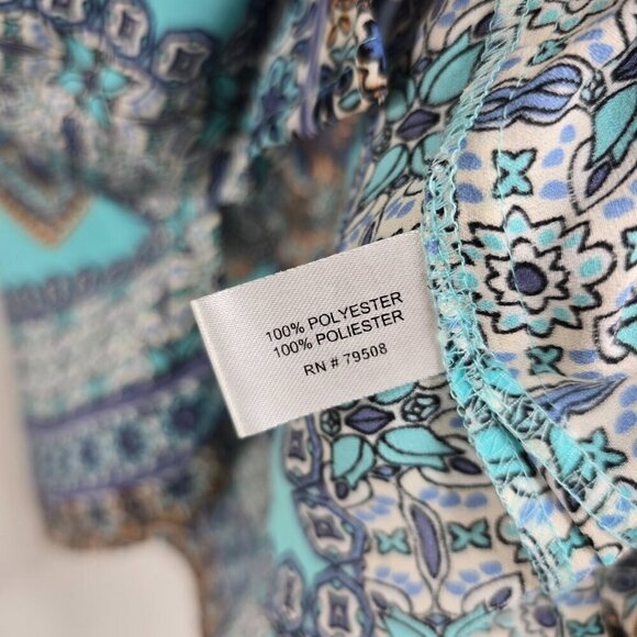 Cynthia Rowley Flowy Blue Green Floral Paisley V Neck Sleeveless Top - Picture 7 of 7